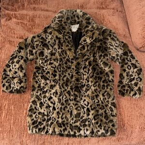 American Eagle Faux Fur Leopard Print Coat